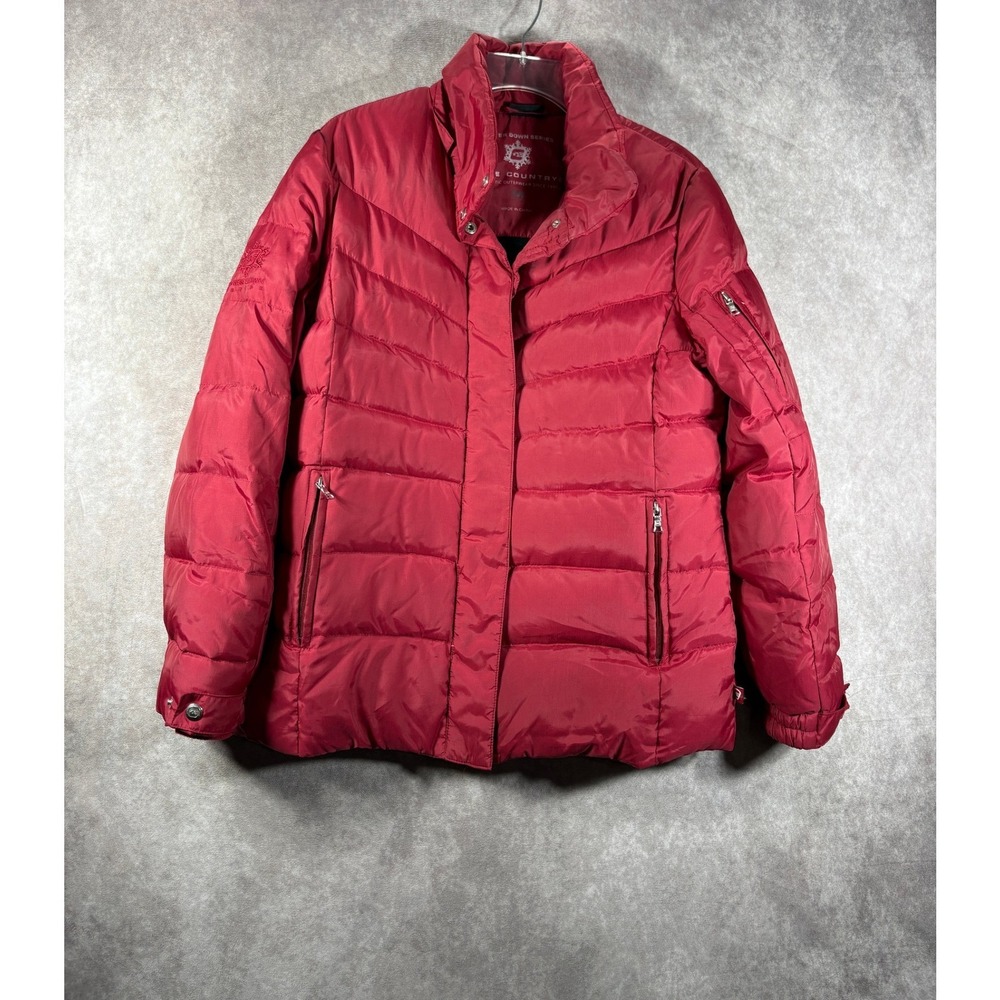 Free Country Puffer Jacket Womens Medium Red Power Down Series Quilted Winter
